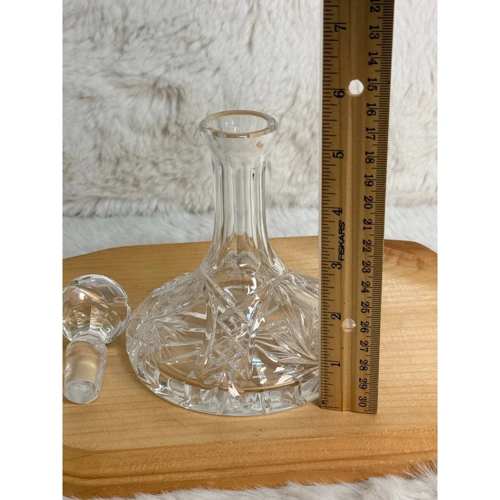 Vintage Lead Crystal Ships Decanter Pinwheel Starburst Cut Glass with Stopper
